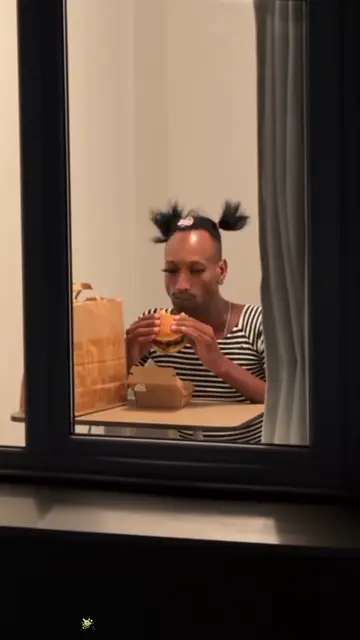 Space buns at the window